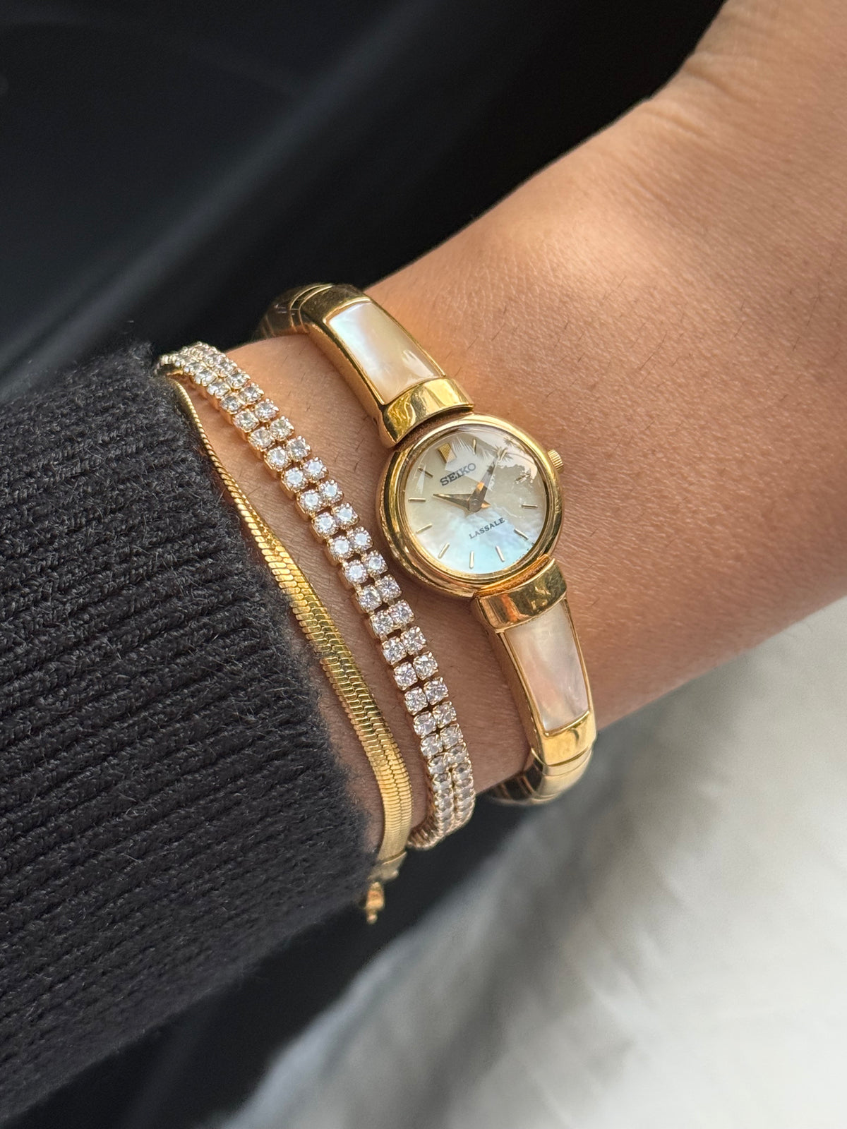 RARE Seiko Lassale 1990s vintage women’s watch; Pastel Pink Colour Stone