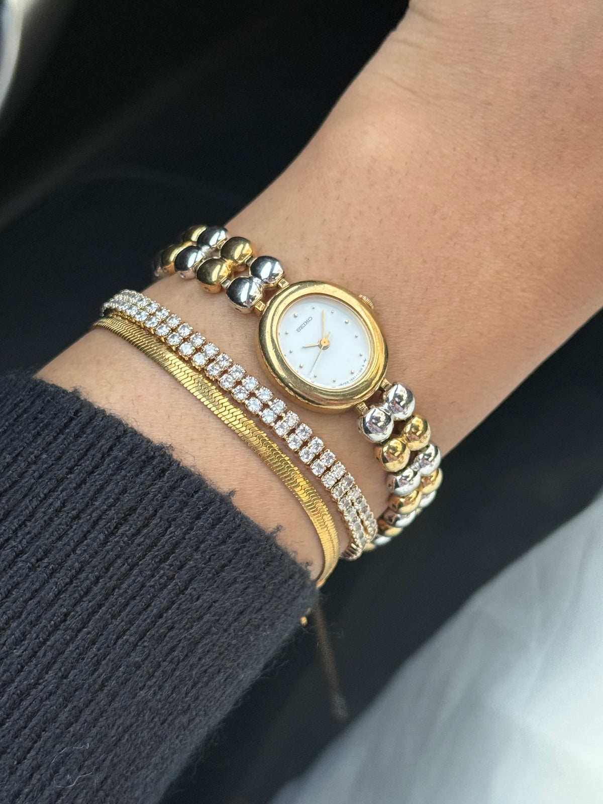 Vintage Rare Seiko Oval Two Tone Bracelet watch for women