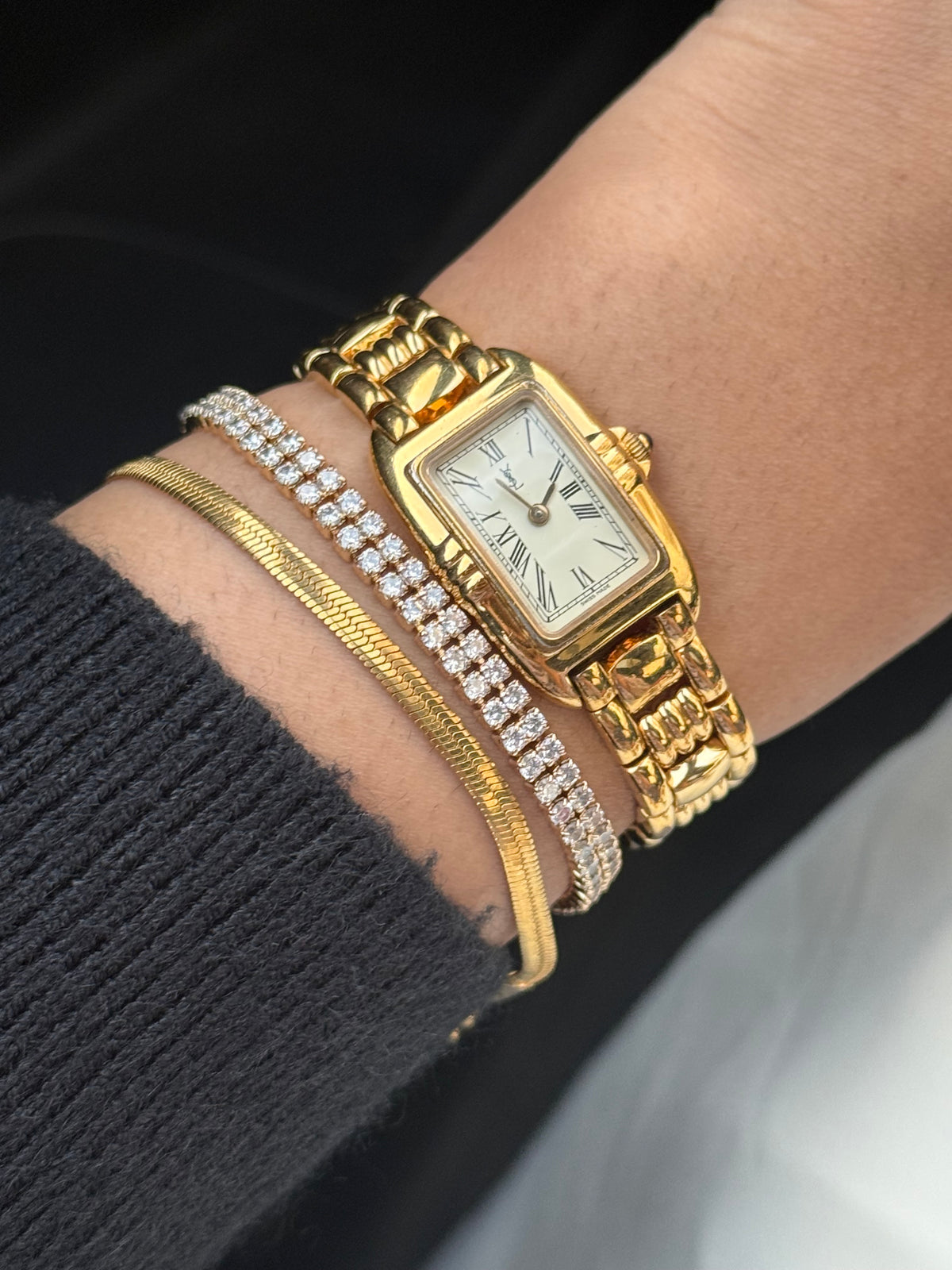Vintage Rare Yves Saint Laurent Roman Tank Gold Plated watch