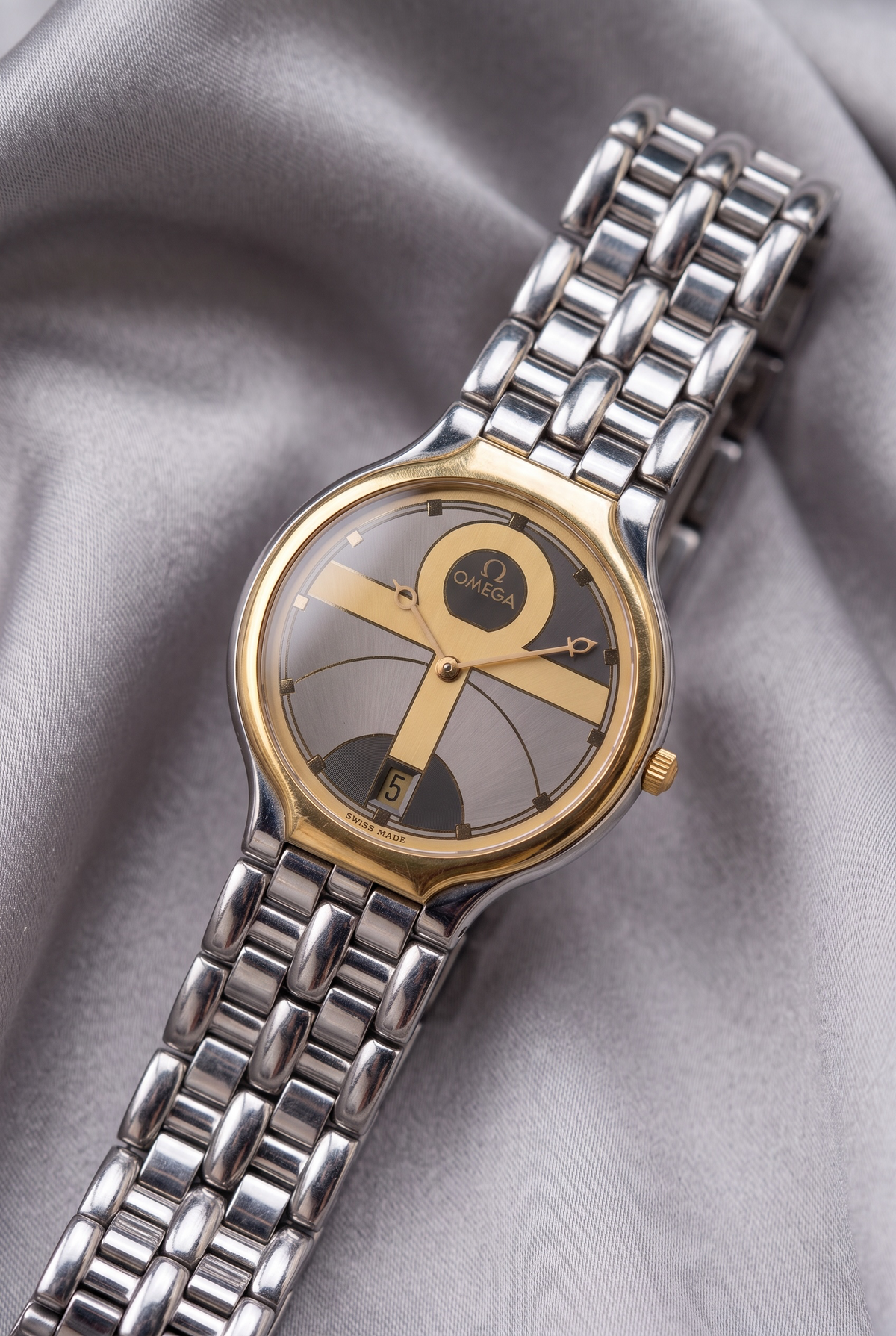 Vintage Rare Omega De Ville Symbol watch; Solid Gold Bezel
