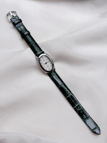 Seiko Noie Bagnoire Vintage Watch for women; Silver, Leather Strap
