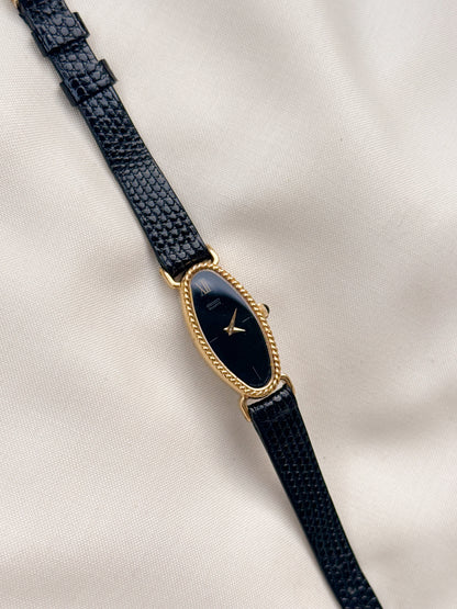 Rare Seiko Petite Oval dial Vintage Watch for women; Gold plated, Petite Leather Strap