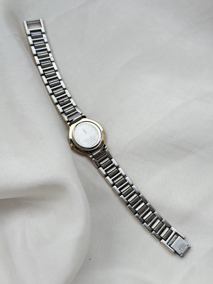 Vintage Rare Yves Saint Laurent Two-Tone Watch for women: Gold Plated, Cream dial