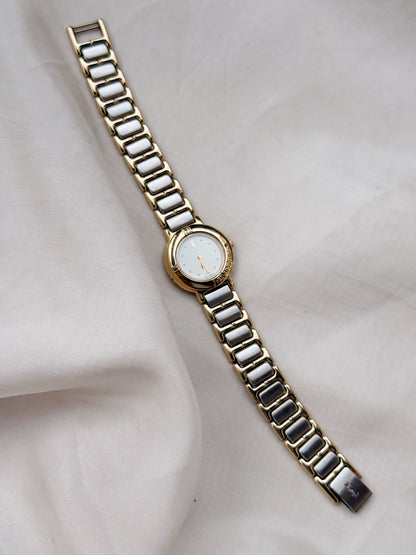 Vintage Rare Yves Saint Laurent Two-Tone Watch for women: Gold Plated, Cream dial