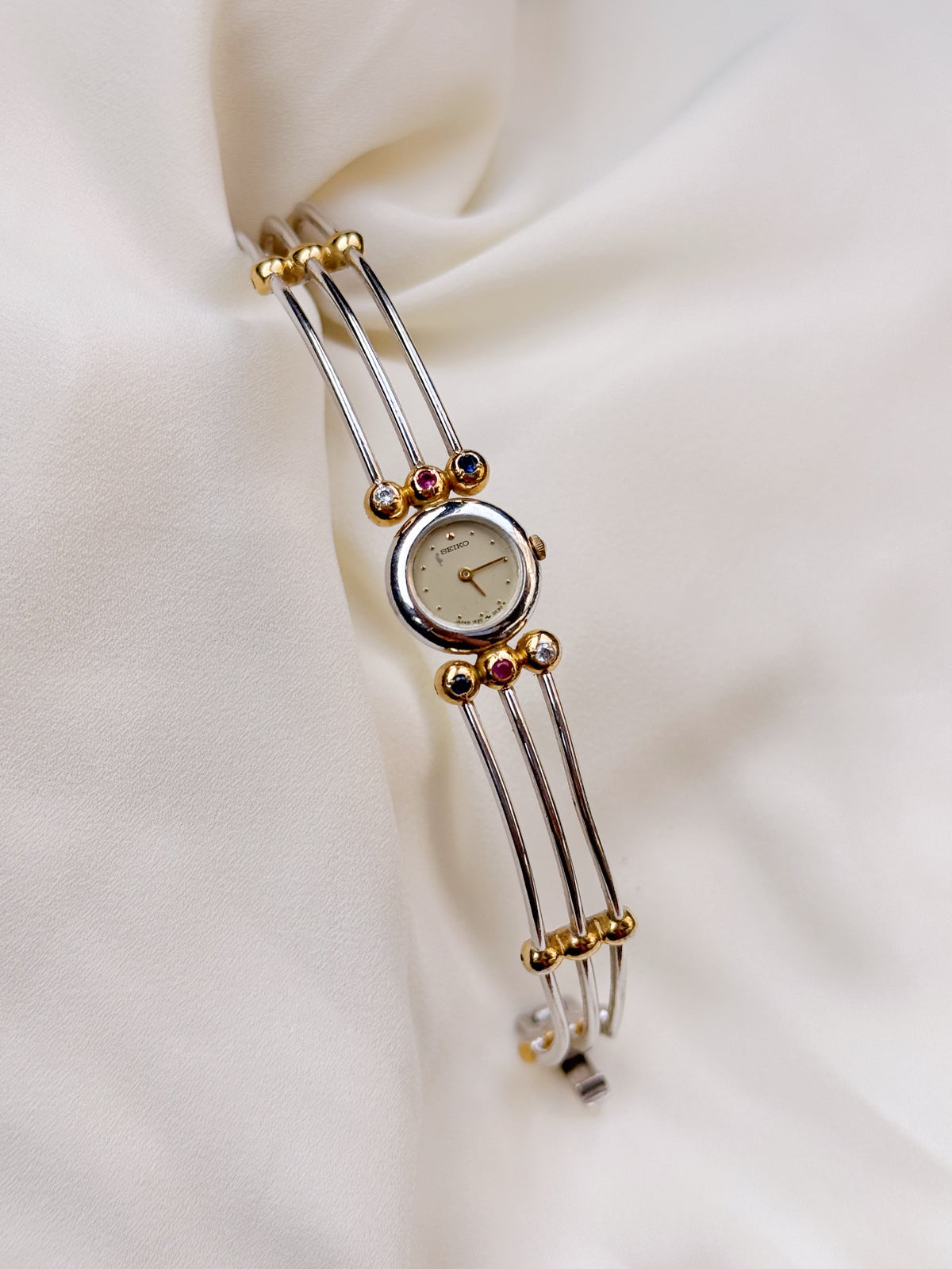 Ultra Rare Seiko stones  Women’s Vintage two tone bangle watch