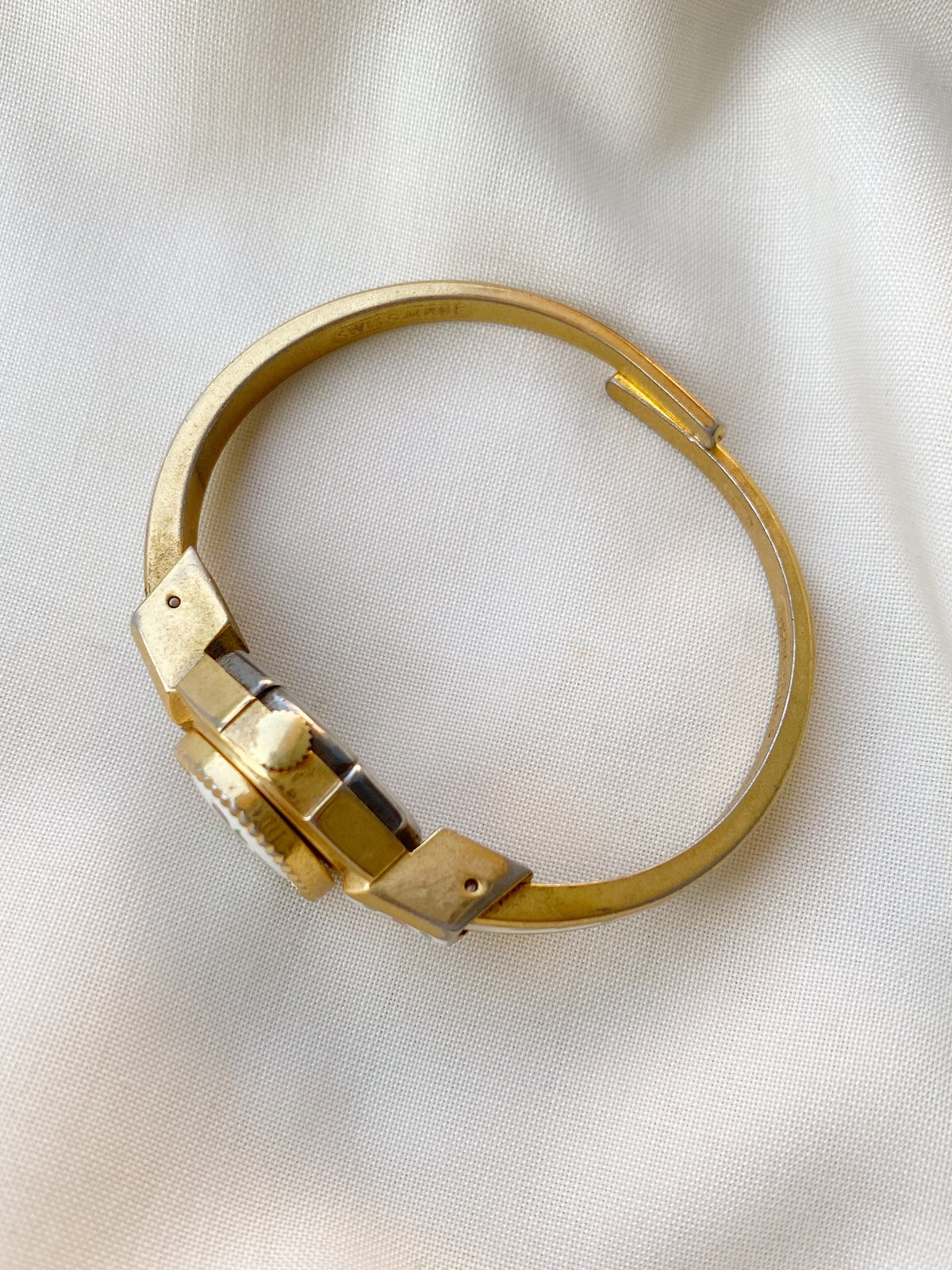 Vintage Limat Peekaboo Floral Bangle Watch, Swiss Made