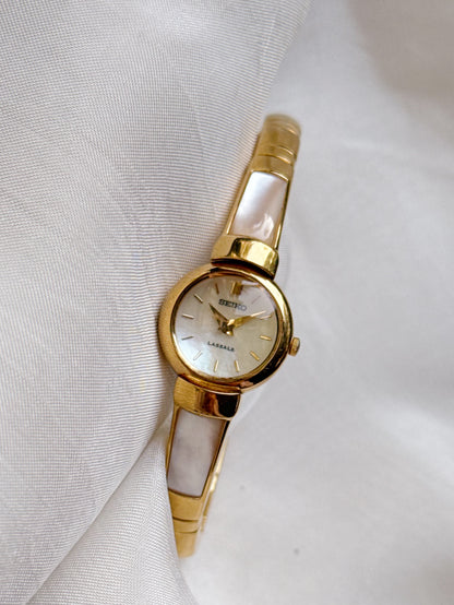 RARE Seiko Lassale 1990s vintage women’s watch; Pastel Pink Colour Stone
