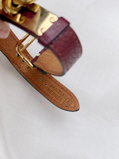 Vintage Rare Hermes Kelly Women’s watch; Maroon Dial and Leather strap