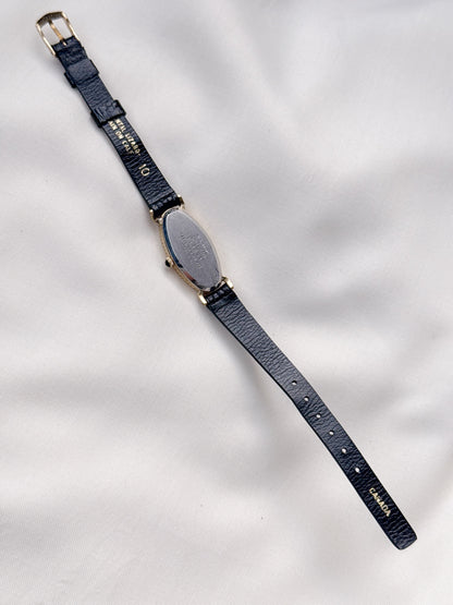 Rare Seiko Petite Oval dial Vintage Watch for women; Gold plated, Petite Leather Strap