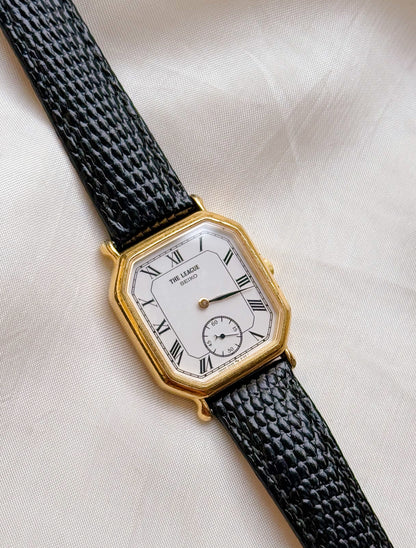 Vintage Rare Seiko The League White Tank Dial Subsecond Unisex watch: Leather Strap