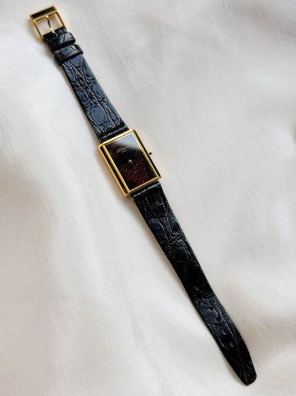 Vintage S.T. Dupont Rare Tank Laque de Chine Stardust Dial Watch