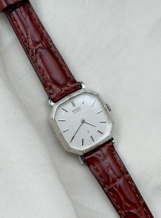 Vintage Seiko Silver Tank watch; Leather Strap