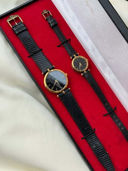 Vintage Gucci Sherry Line Gold-Plated Quartz Couple Watches; Luxury Swiss timepiece