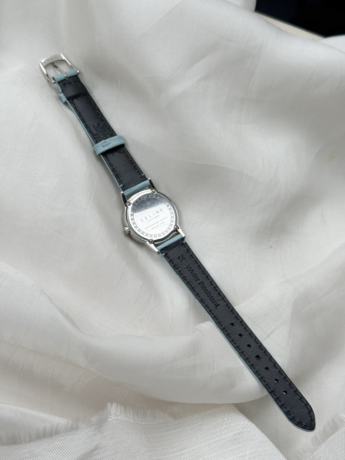 Vintage Celine Round dial women’s watch with Blue leather strap