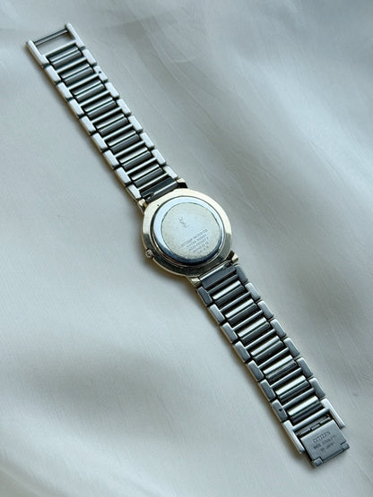 Vintage Rare Yves Saint Laurent Two-Tone Watch for women: Gold Plated, Blue Dial