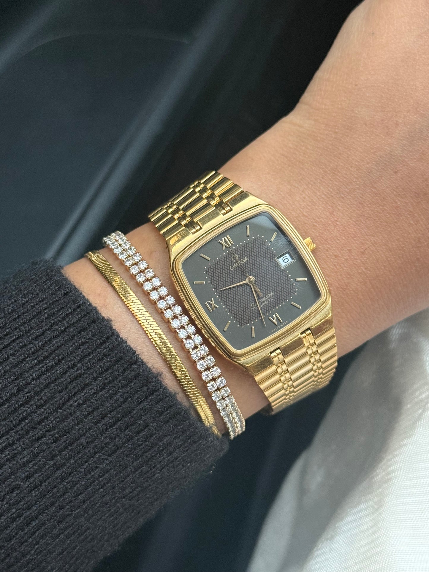 Rare Vintage Omega Seamaster Tank Gold Datejust Watch; Dress Watch