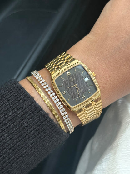Rare Vintage Omega Seamaster Tank Gold Datejust Watch; Dress Watch