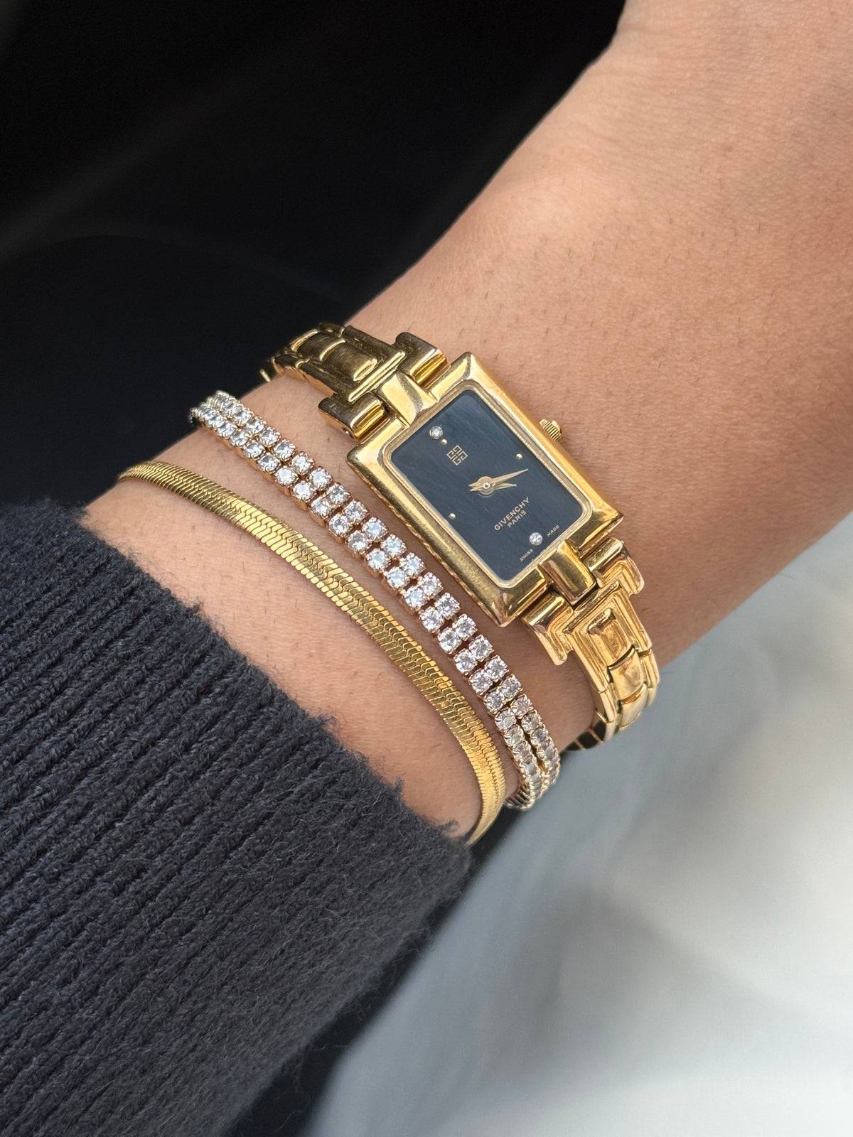 Vintage Givenchy Millesime Tank Bangle Gold watch for women