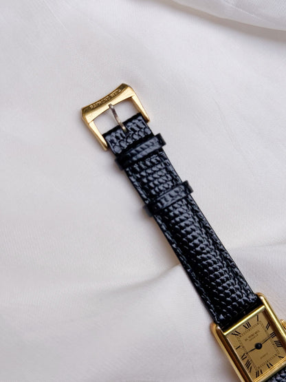 Rare Raymond Weil Roman Tank Vintage Unisex Watch; Gold plated, Leather Strap