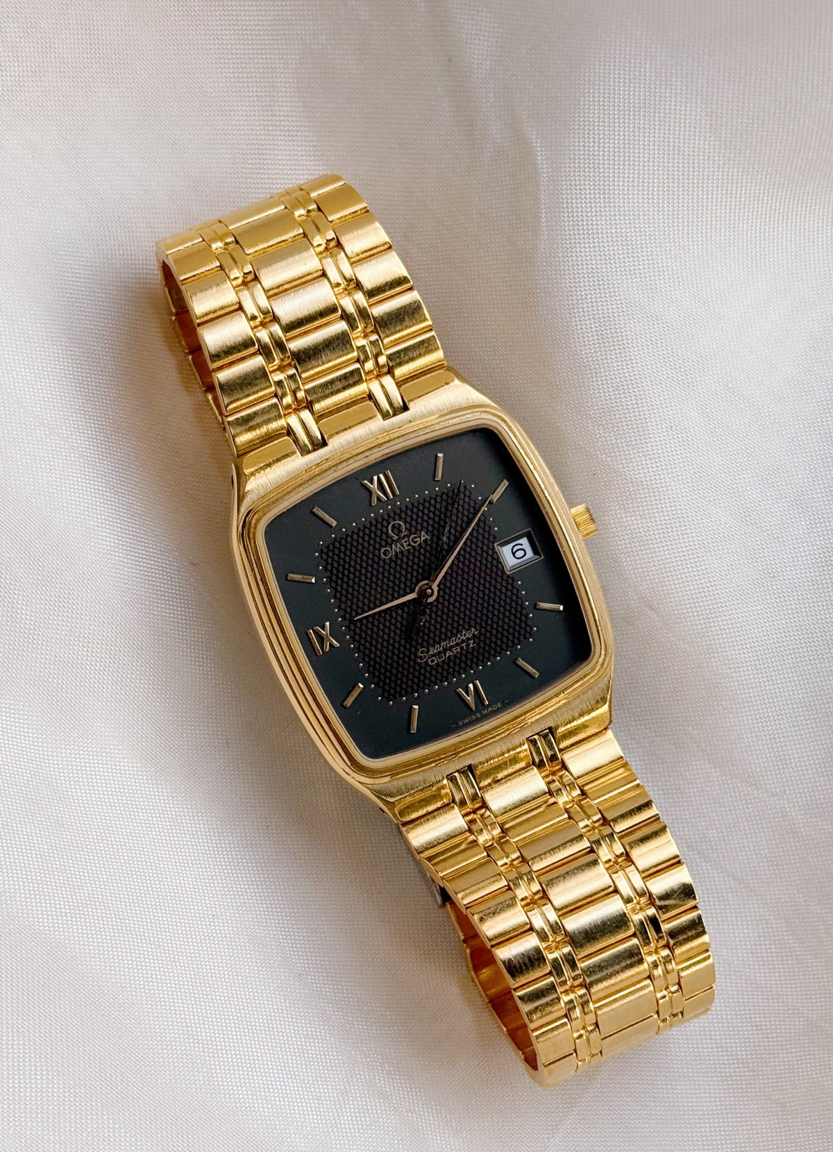 Rare Vintage Omega Seamaster Tank Gold Datejust Watch; Dress Watch