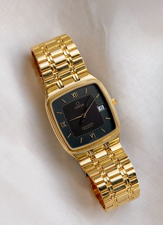 Rare Vintage Omega Seamaster Tank Gold Datejust Watch; Dress Watch