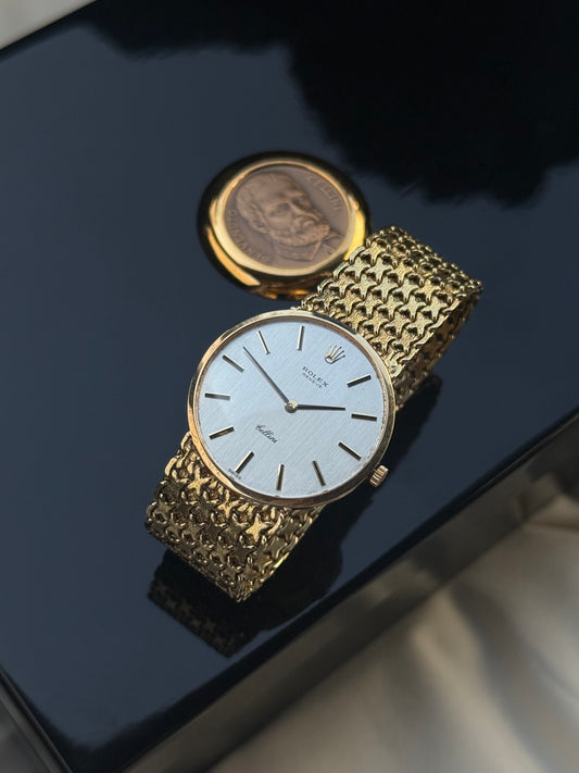Rare Rolex Geneve Cellini Solid 14k Yellow Gold watch; Extra Slim Dress Watch