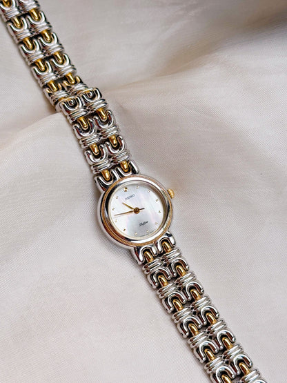 Vintage Seiko Rare Belfina MOP Dial Two tone Watch for women