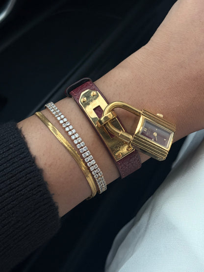 Vintage Rare Hermes Kelly Women’s watch; Maroon Dial and Leather strap