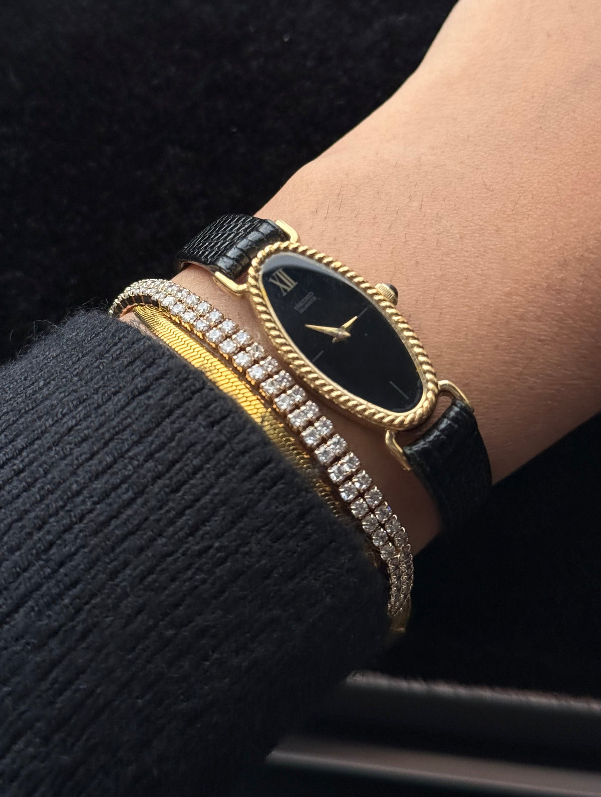 Rare Seiko Petite Oval dial Vintage Watch for women; Gold plated, Petite Leather Strap
