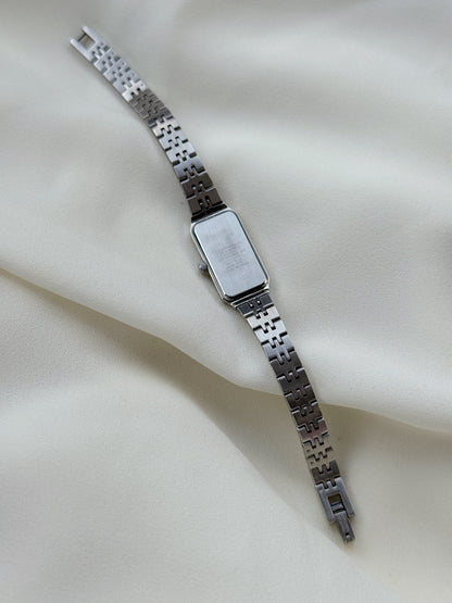 Vintage Citizen Sleek Rectangle dial Bracelet watch for women in silver