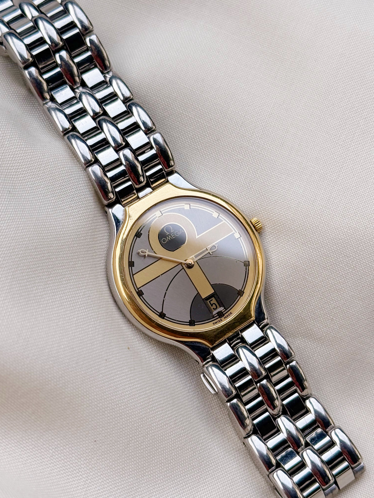 Vintage Rare Omega De Ville Symbol watch; Solid Gold Bezel