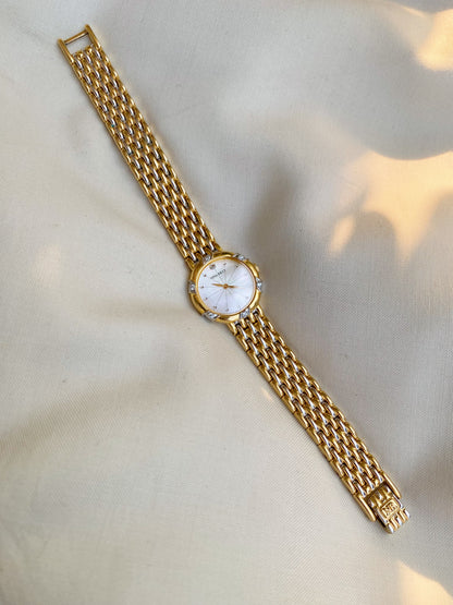 Vintage Nina Ricci Rare MOP dial Two tone watch with Diamond accents; Pristine Condition