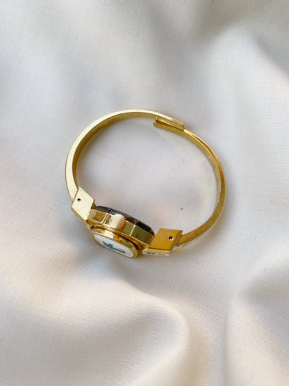Vintage R.Muller Geneve Peekaboo Floral Bangle Watch, Swiss Made