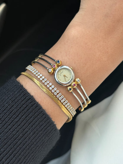 Ultra Rare Seiko stones  Women’s Vintage two tone bangle watch