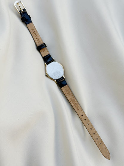 Vintage Seiko Women's Watch, Burgundy Dial, Gold Plated, Leather Strap Fall Watch