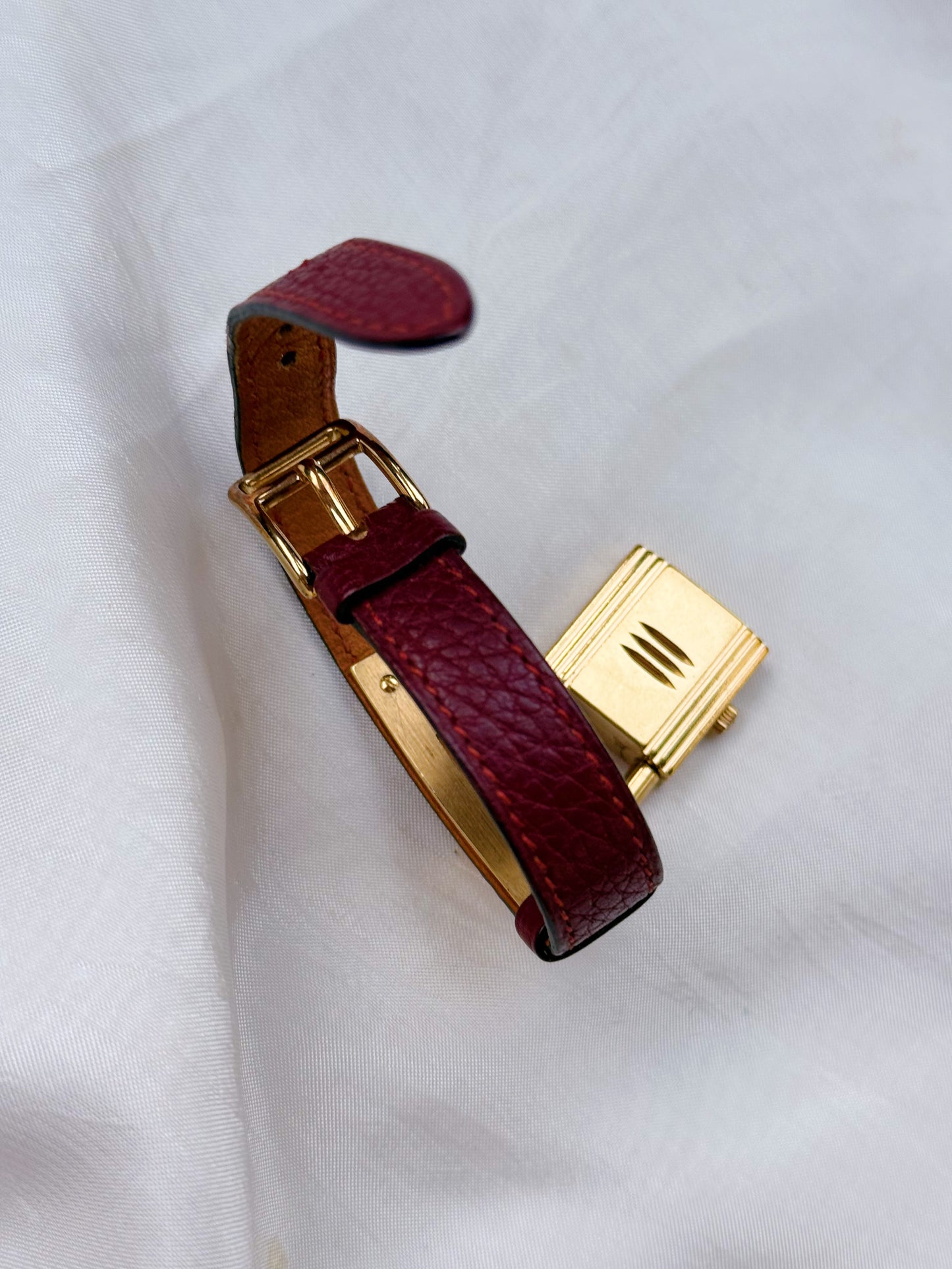 Vintage Rare Hermes Kelly Women’s watch; Maroon Dial and Leather strap