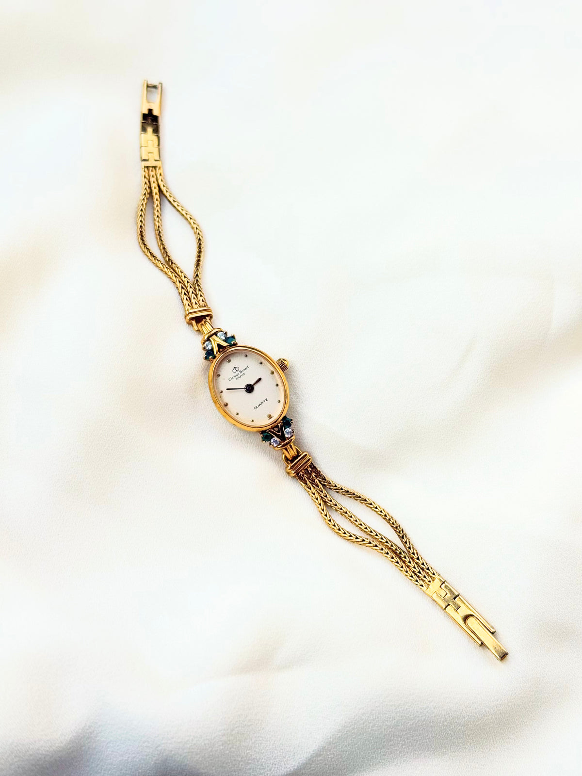 Vintage Ultra Rare Christian Bernard Stones Gold Plated watch for women