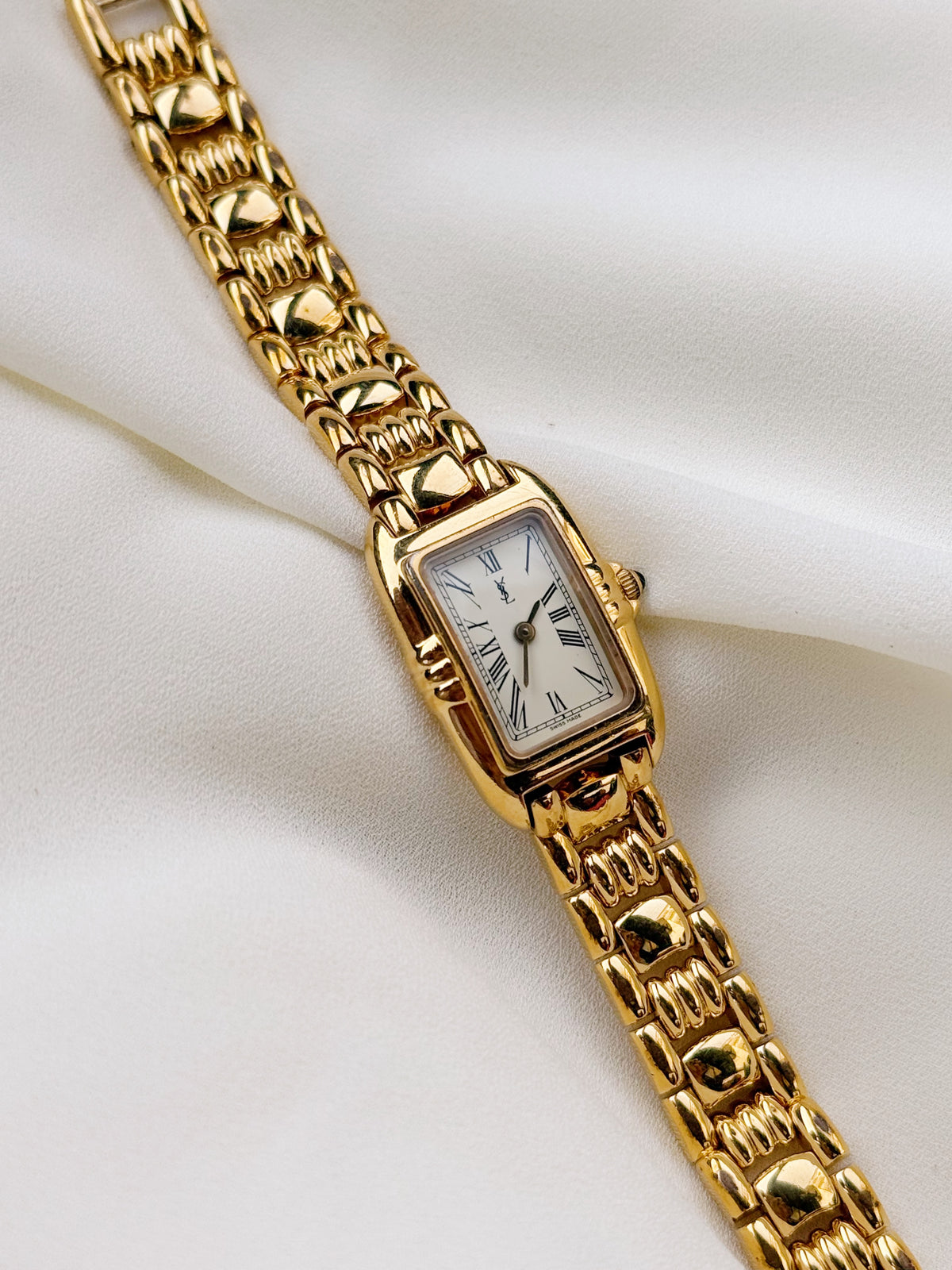 Vintage Rare Yves Saint Laurent Roman Tank Gold Plated watch