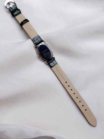 Seiko Noie Bagnoire Vintage Watch for women; Silver, Leather Strap