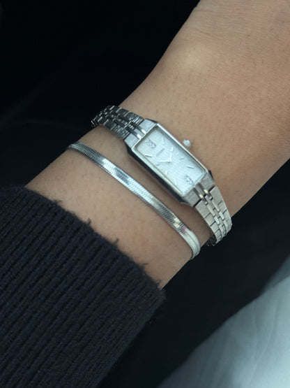 Vintage Citizen Sleek Rectangle dial Bracelet watch for women in silver