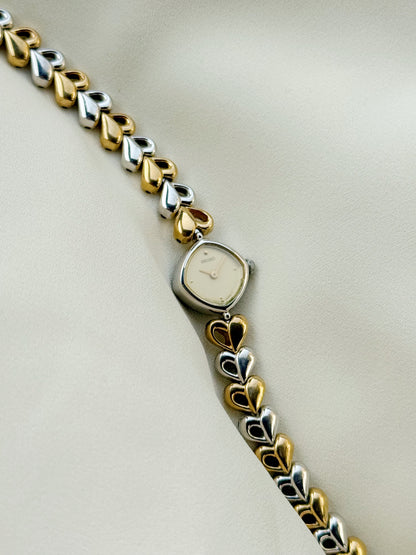 Vintage Rare Heart Seiko Petite Dial watch in two tone for women; Dainty timepiece