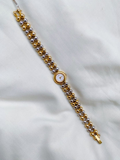 Rare Vintage Petite Seiko Two tone watch | Balls Bracelet | 1980s dainty watch