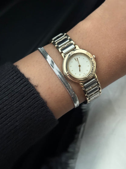 Vintage Rare Yves Saint Laurent Two-Tone Watch for women: Gold Plated, Cream dial