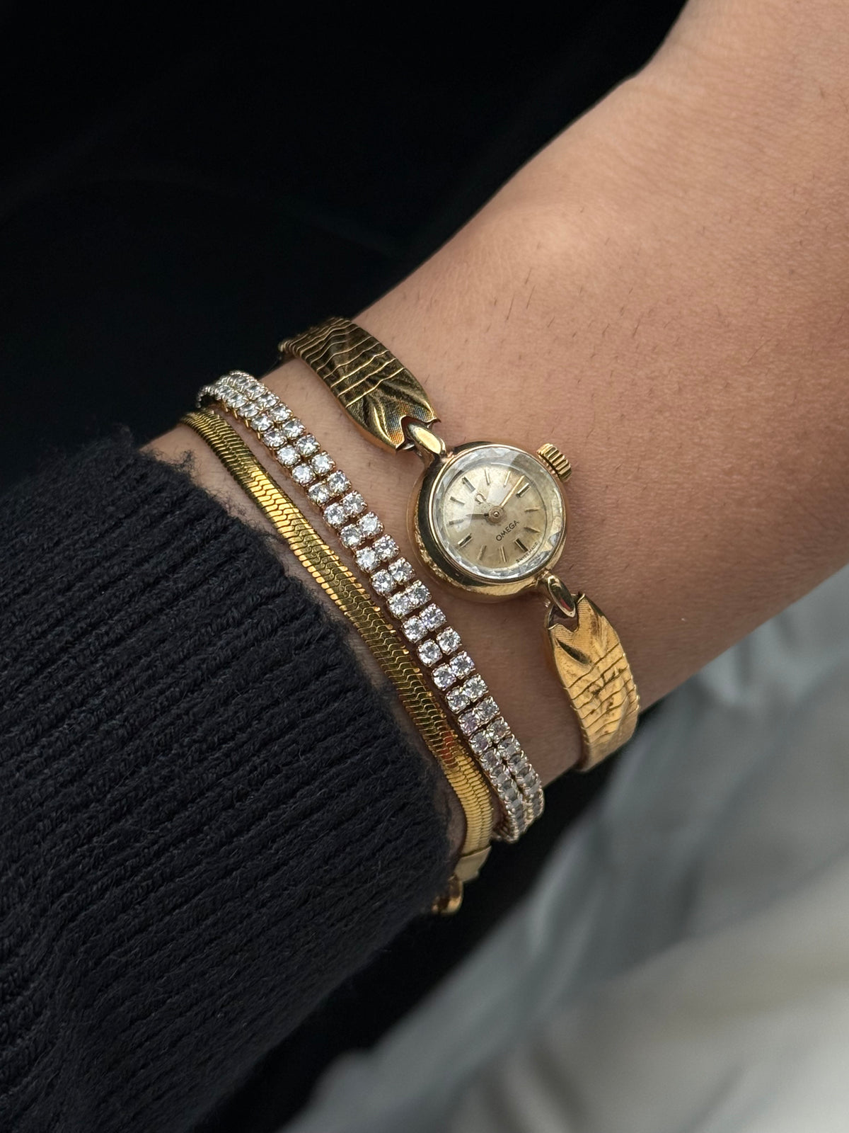 Rare Vintage Omega Petite 14k gold watch for women; Cocktail Watch