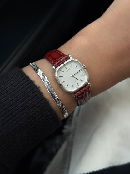 Vintage Seiko Silver Tank watch; Leather Strap