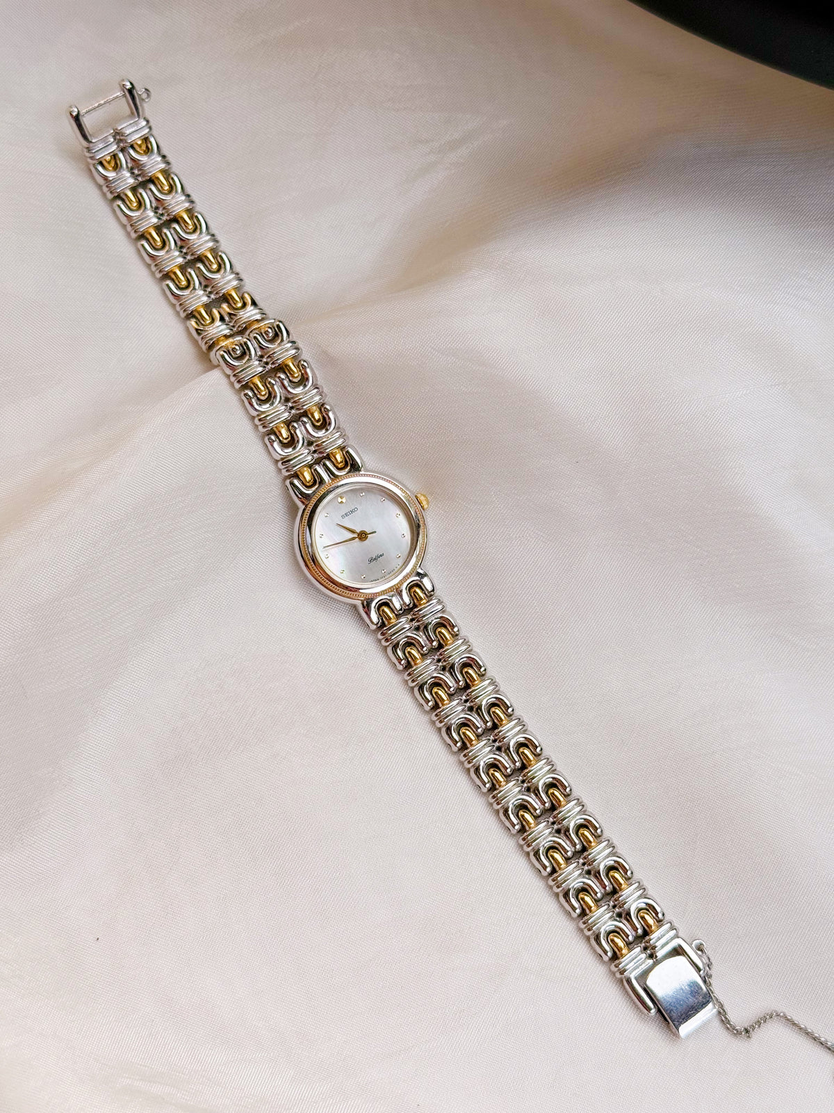 Vintage Seiko Rare Belfina MOP Dial Two tone Watch for women