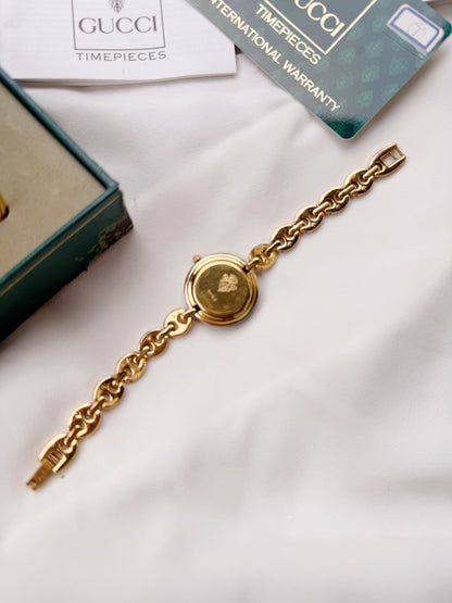 Vintage Gucci Interchangeable Bezels Women's Gold Plated Watch Set, 6 Bezels (11/12.2)