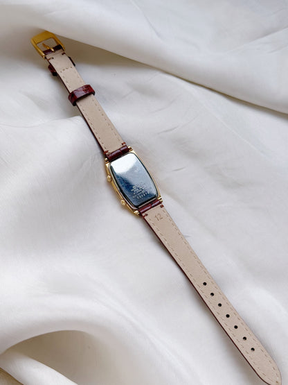 Rare Seiko Noie Dual Time Vintage Watch for women; Gold plated, Leather Strap