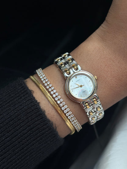 Vintage Seiko Rare Belfina MOP Dial Two tone Watch for women