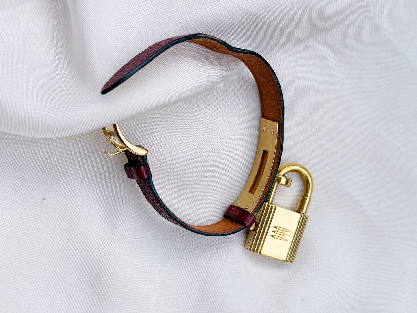 Vintage Rare Hermes Kelly Women’s watch; Maroon Dial and Leather strap